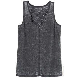 Caslon Grey Split Neck Burnout Tank Top